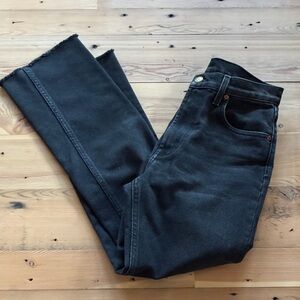 B Sides Black raw hem straight leg Jean